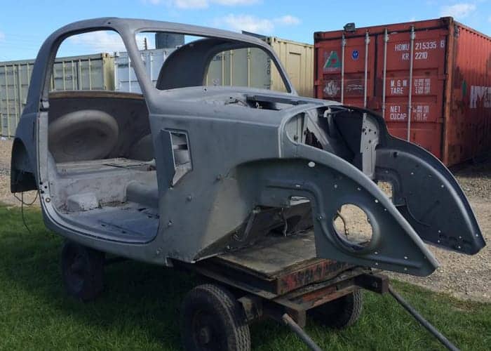 Blasting car frame after